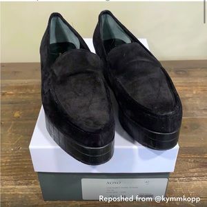 Robert Clergerie Black NONO suede platform loafers, size 5.5 /EU 35.5/ FR 36